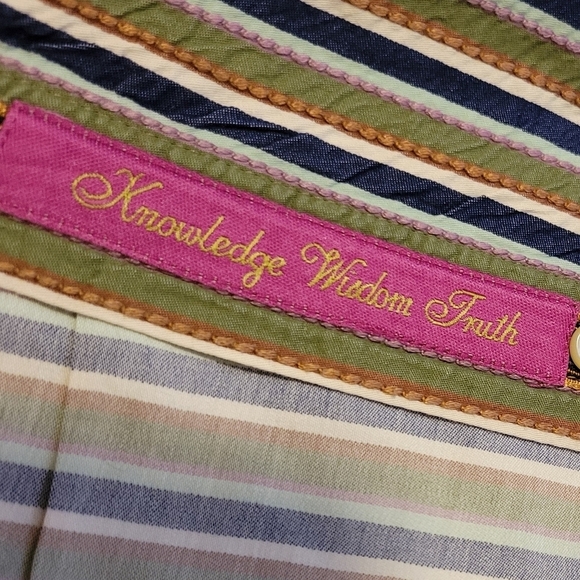 Robert Graham Men's 2XL Flip Cuff Button Down Embroidered Stripe Shirt Collar - Picture 10 of 13